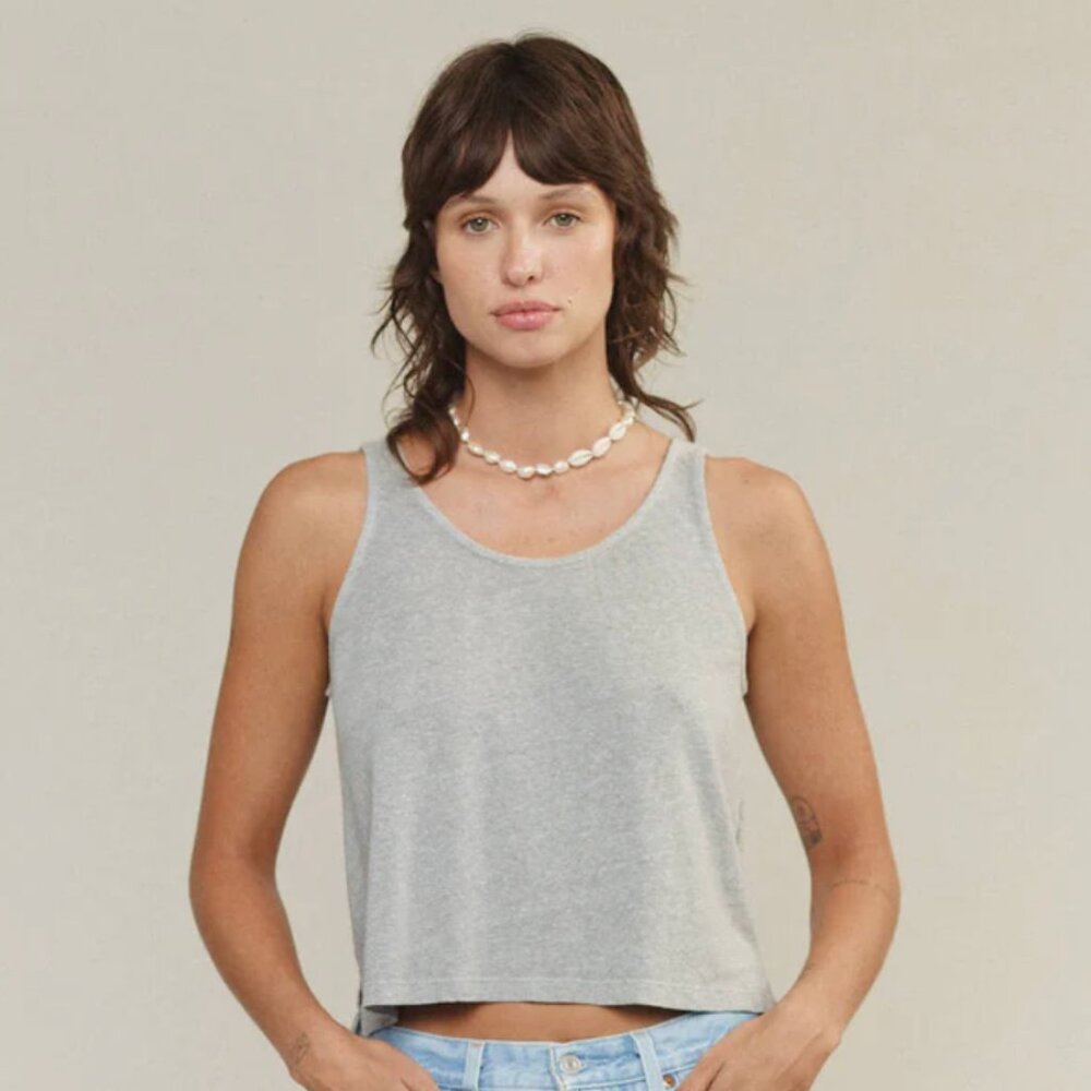 Jungmaven Heathered Cropped Tank in Athletic Gray, small